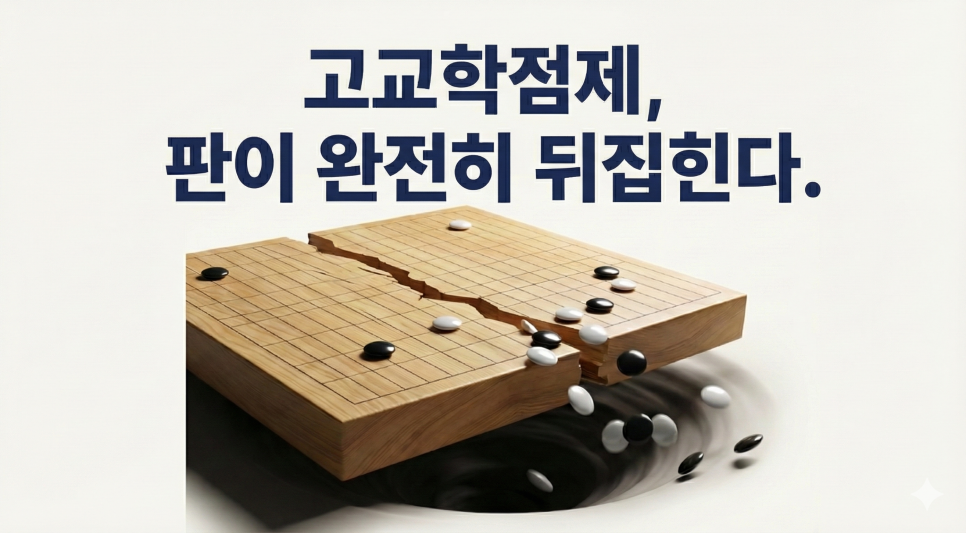 갈라진 바둑판으로 고교학점제의 변화를 나타낸 이미지